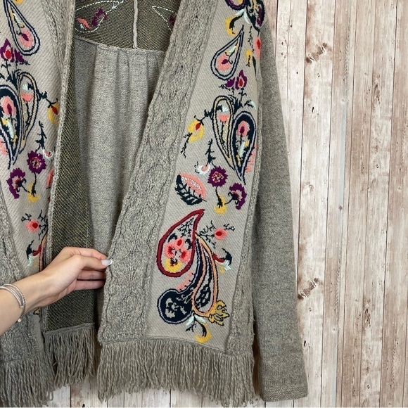Anthropologie Sleeping On Snow Paisley Open Folklore Cardigan Size Medium Women - Picture 6 of 11